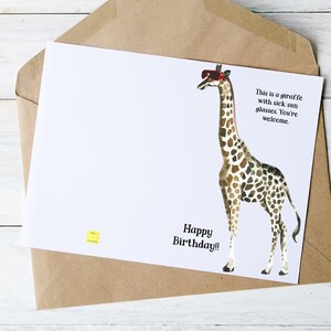 Cartão de aniversário de girafa legal // Download digital instantâneo