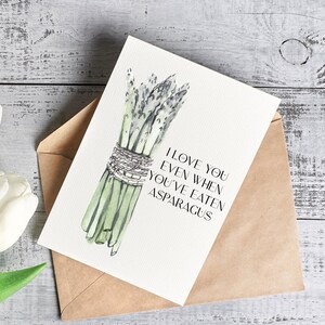 Cute Asparagus Card // I Love You Even When You&#39;ve Eaten Asparagus // Cute Greeting Card // Instant Digital Download