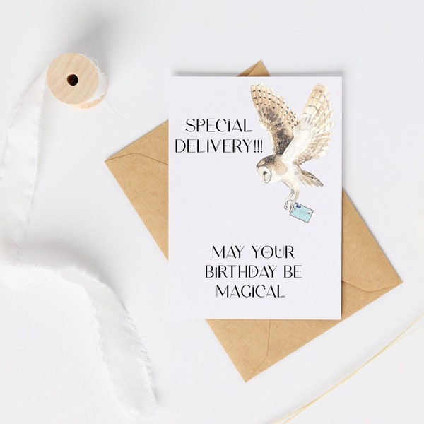 Special Delivery! May Your Birthday Be Magical // Harry Potter Themed Birthday Card // Hedwig Birthday Card // Instant Digital Download