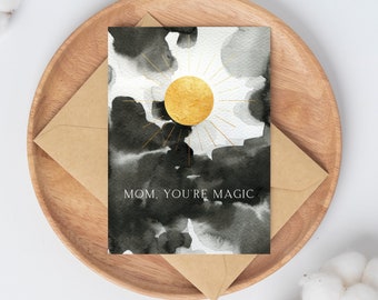 Mom, You're Magic // Sweet Mother's Day Card // Watercolor Design // Instant Digital Download // Blank Inside