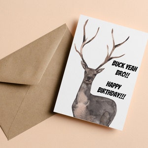 Buck yeah Bro Geburtstagskarte // Niedliche Geburtstagskarte // Dumme Geburtstagskarte // Innen leer // Sofortiger digitaler Download