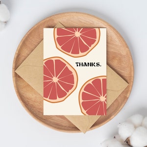 Citrus Dankeskarte // &quot;Dankeschön&quot; // Süße Dankeskarte // Innen blanko // Sofortiger Digitaler Download