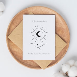 Naar de sterren die luisteren en de dromen die worden beantwoord//ACOMAF Card//Sarah J. Maas Quote Card//Instant Digitale Download