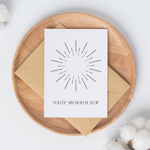 You're My North Star // Romantic Card // Anniversary Card // Blank Inside // Instant Digital Download