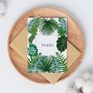 Thank You Card // Tropical Theme // &quot;Thanks&quot; // Blank Inside // Instant Digital Download