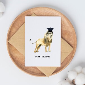 Lion Grad Card // Mastered It // Graduation Card // Master's Degree // Lion // Instant Digital Download