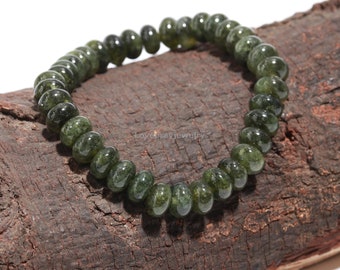 Green Vessonite Bracelet: Natural Rondelle Gemstone Beaded Jewelry