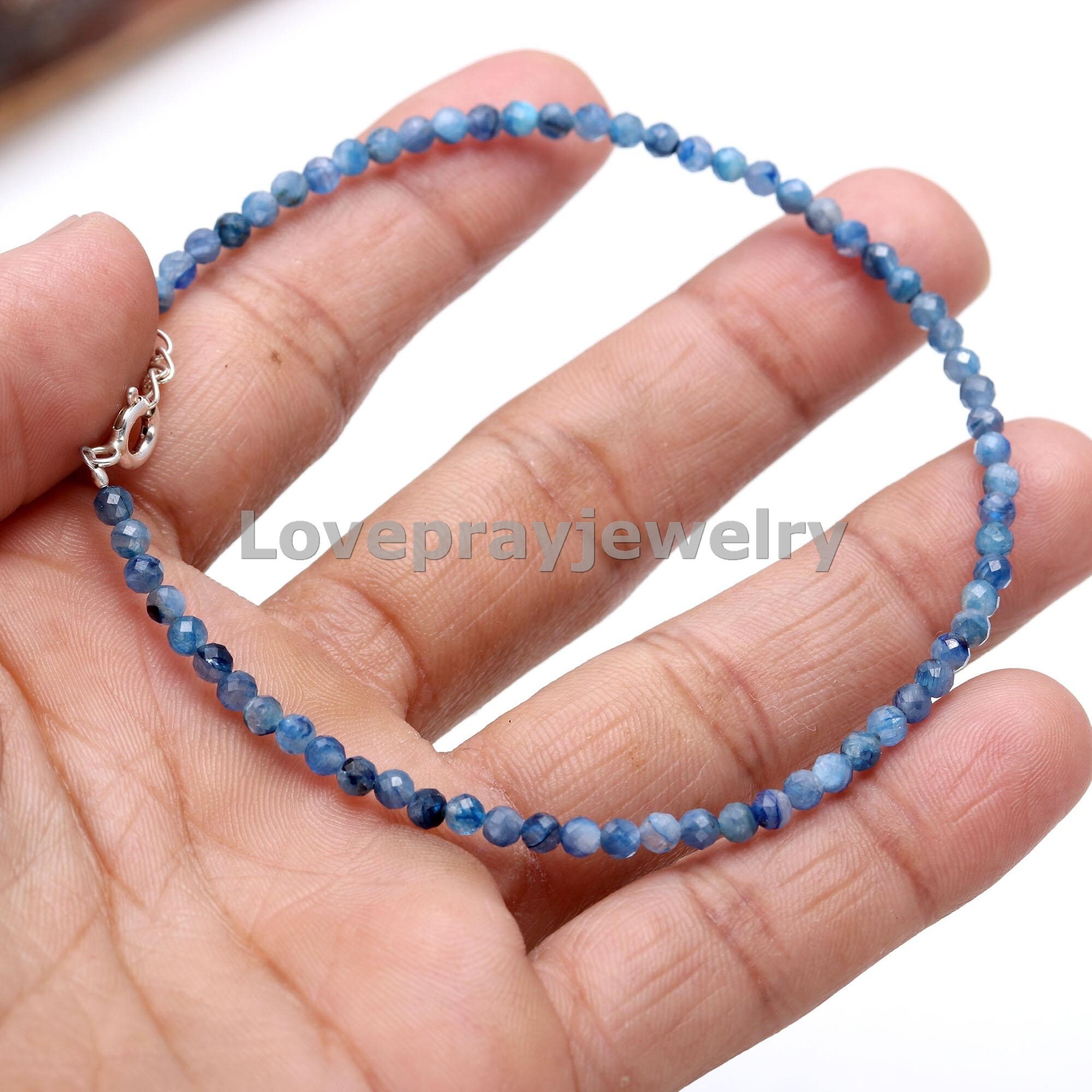 AAAカイヤナイトブレスレット：3mmファセット宝石ビーズジュエリー