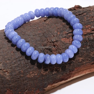 High Quality Blue Tanzanite Beaded Bracelet, Tanzanite Quartz Smooth Rondelle Gemstone Bracelet, Delicate Dainty And Pretty Bracelet, Gift