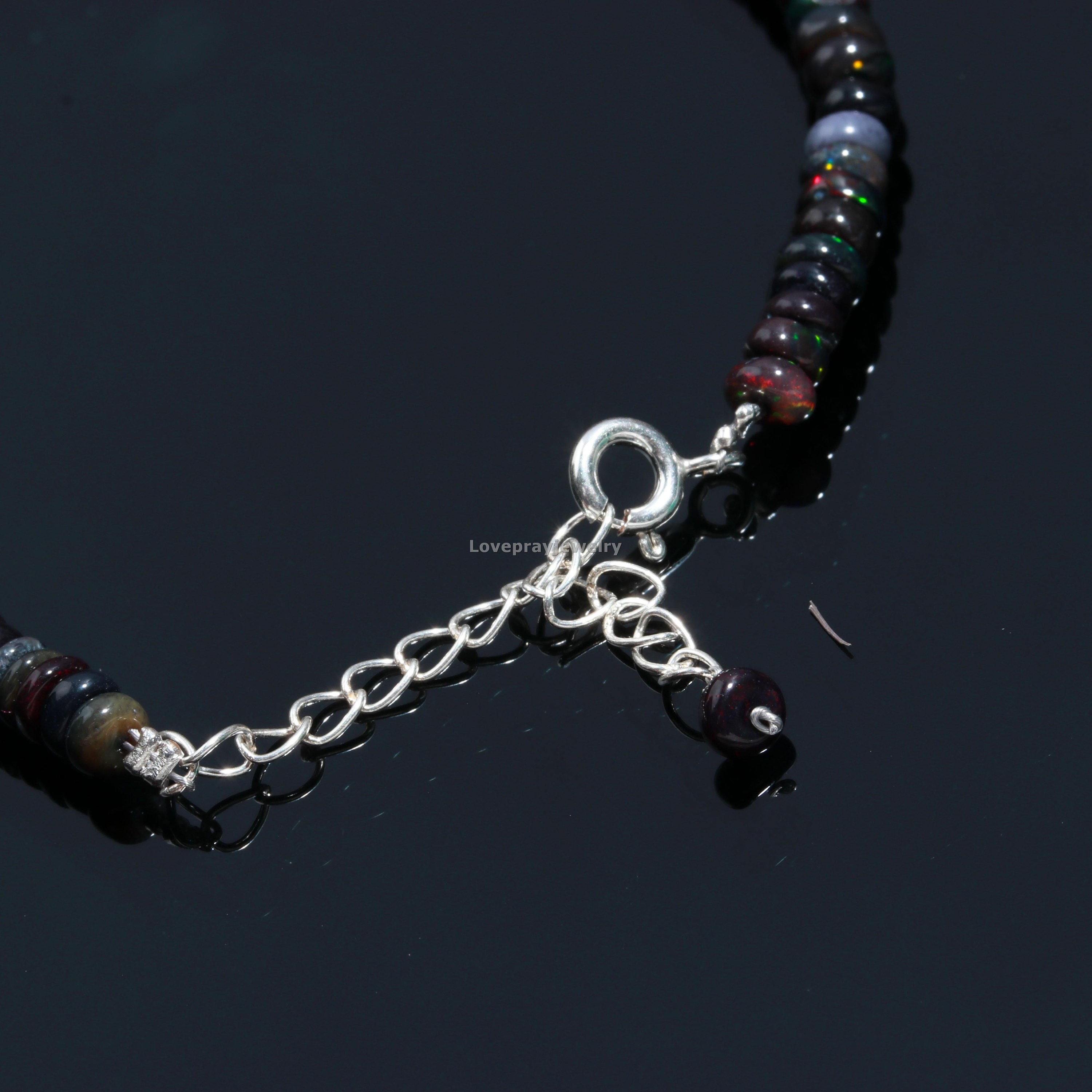 ブラックエチオピアオパールブレスレット：マルチファイアロンデル