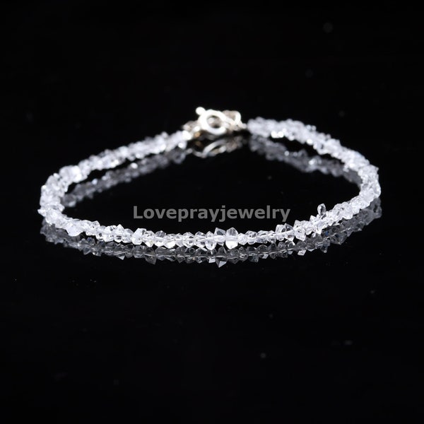 AAA Qualität Herkimer Diamant Armband, natürliche Herkimer Diamant Glatte Nuggets Chips Edelstein Perlen Armband, Heilkristall Armband, Geschenk