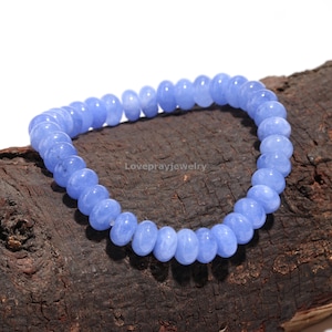 Tanzanite Quartz Beaded Bracelet: Smooth Rondelle Gemstone, December Birthstone