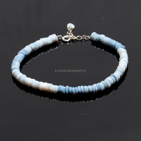 ブルーオパールヘイシブレスレット：AAAグレードの宝石、スターリング