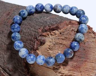 AAA Blue Sodalite Bracelet: Round Gemstone Beaded Stretch Bracelet