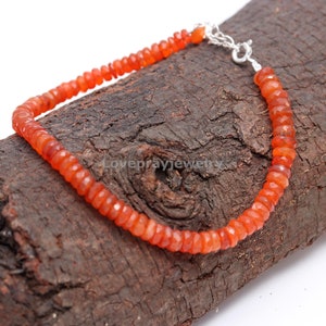 Faceted Carnelian Heishi Bracelet: Natural Gemstone Beaded Jewelry