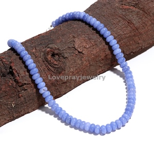 Collar de cuarzo tanzanita hecho a mano: gema redonda de 8 mm, 38 cm (15 pulgadas)