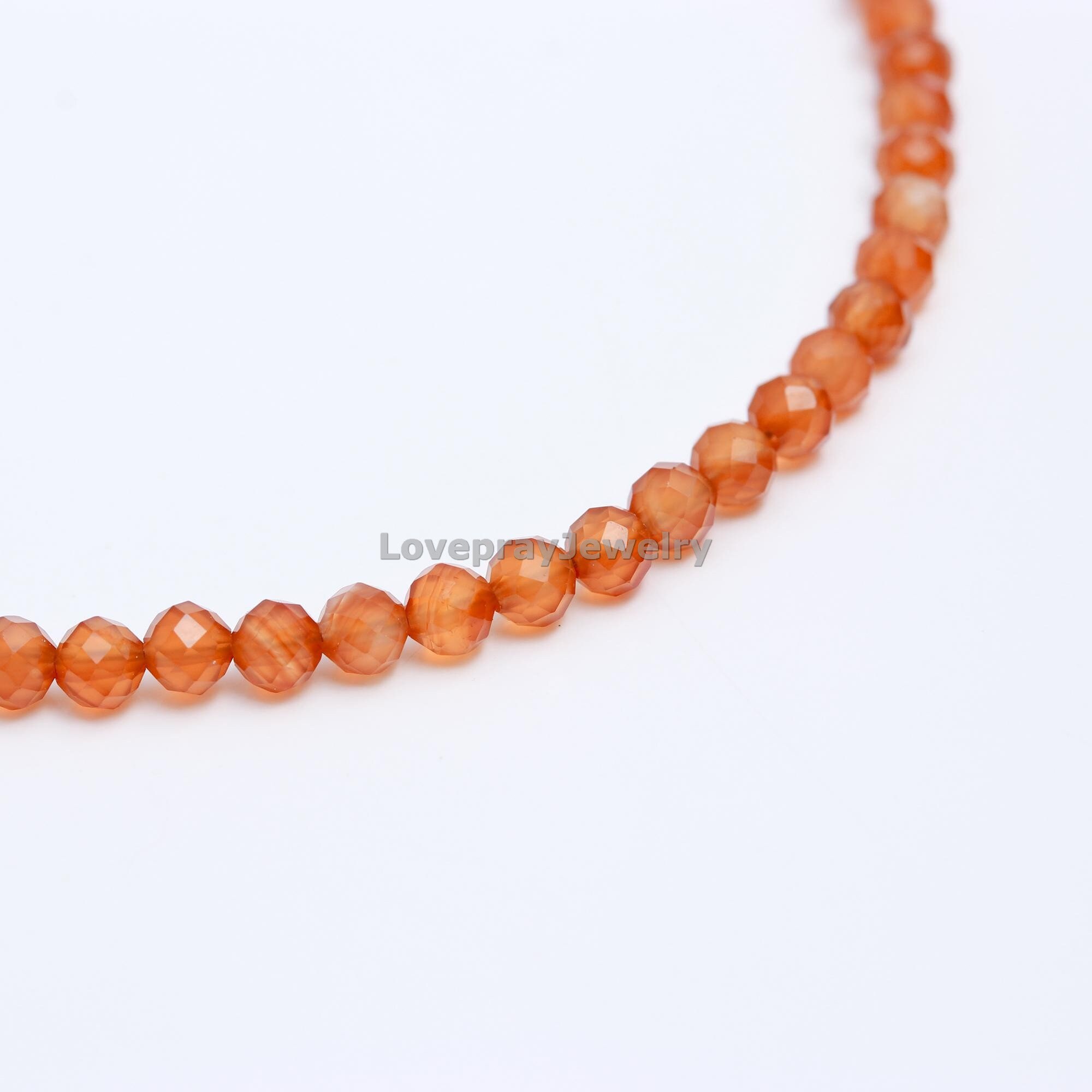AAA Carnelian Bracelet: Faceted Gemstone Beaded Bracelet with 925