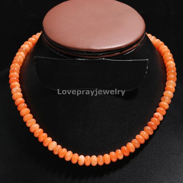AAA Karneol Halskette, 8mm glatte Rondelle Edelstein Perlen Halskette, Quarz Halskette, Birthstone Halskette, handgemachte Halskette für Damen
