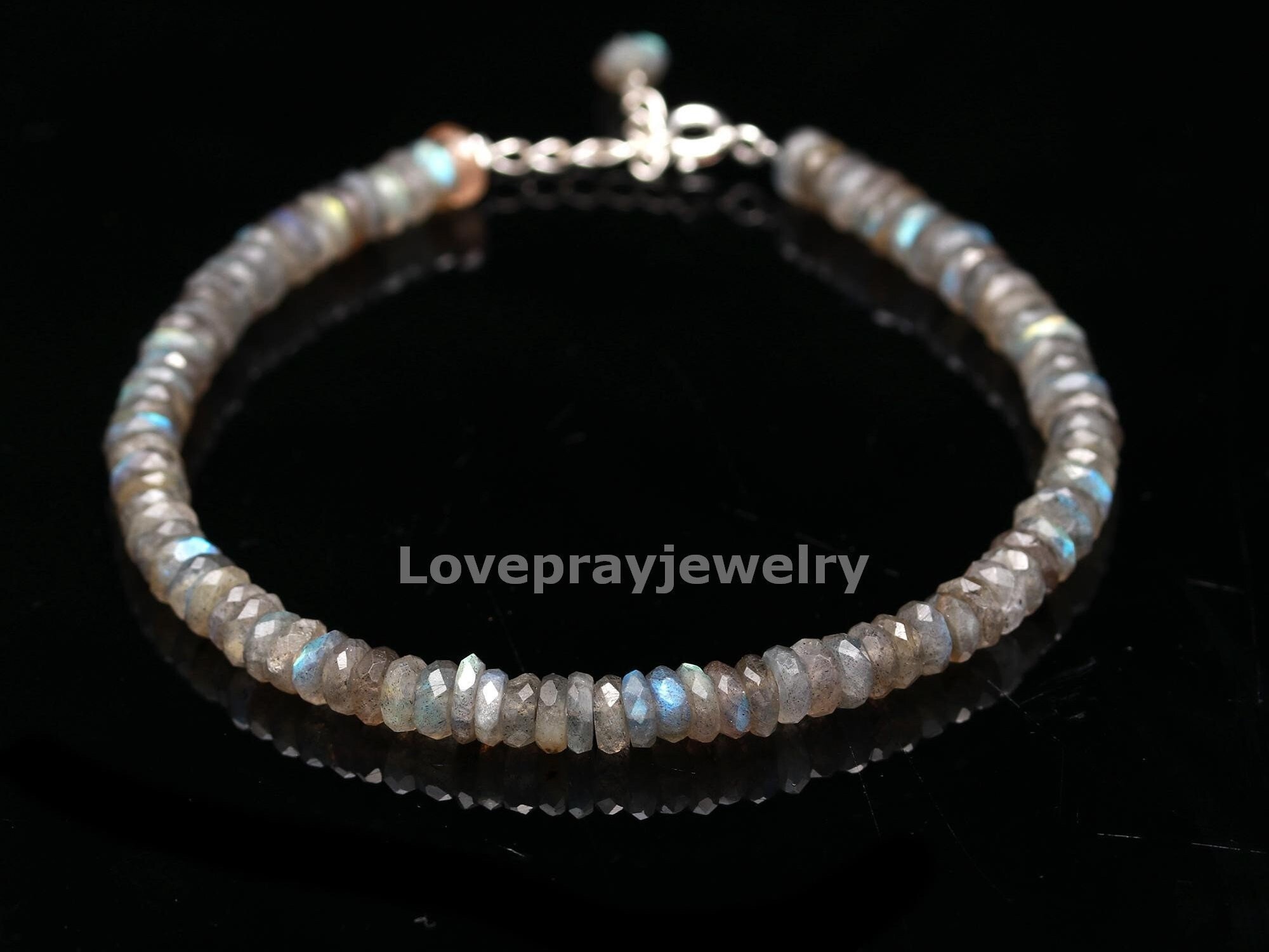 Labradorite Crystal Bracelet, AAA+ Natural Labradorite Faceted