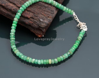 AAA Chrysopras Armband: Natürlicher Grüner Rondell Edelstein, handgemacht
