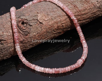 Strawberry Quartz Necklace, Natural Strawberry Quartz Faceted Rondelle Beaded Necklace, Emotional/Great Power/Calming Gemstone Bracelet Gift
