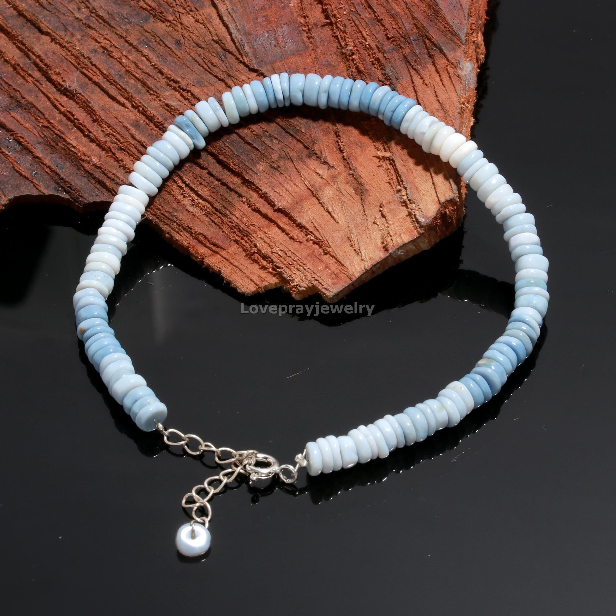 ブルーオパールヘイシブレスレット：AAAグレードの宝石、スターリング