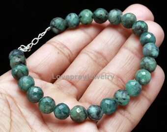Faceted Ruby Zoisite Beaded Bracelet: Natural Gemstone, July Birthstone