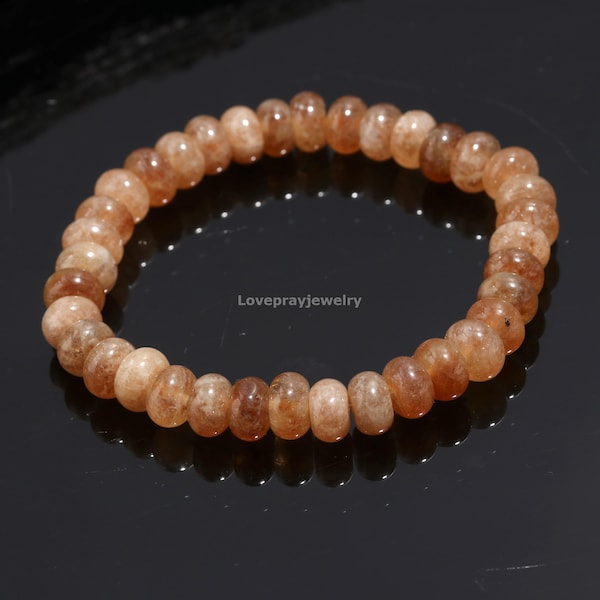 Bracelet topaze impériale AAA +, Bracelet de perles de pierres précieuses rondelles lisses impériales naturelles, topaze impériale naturelle, cadeau femme de haute qualité couleur champagne