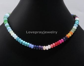 Gorgeous Mix Gemstone Beaded Necklace, Rainbow Designing Necklace, Multi Beads Handmade Necklace, Rainbow Plain Quartz Bead Jewelry