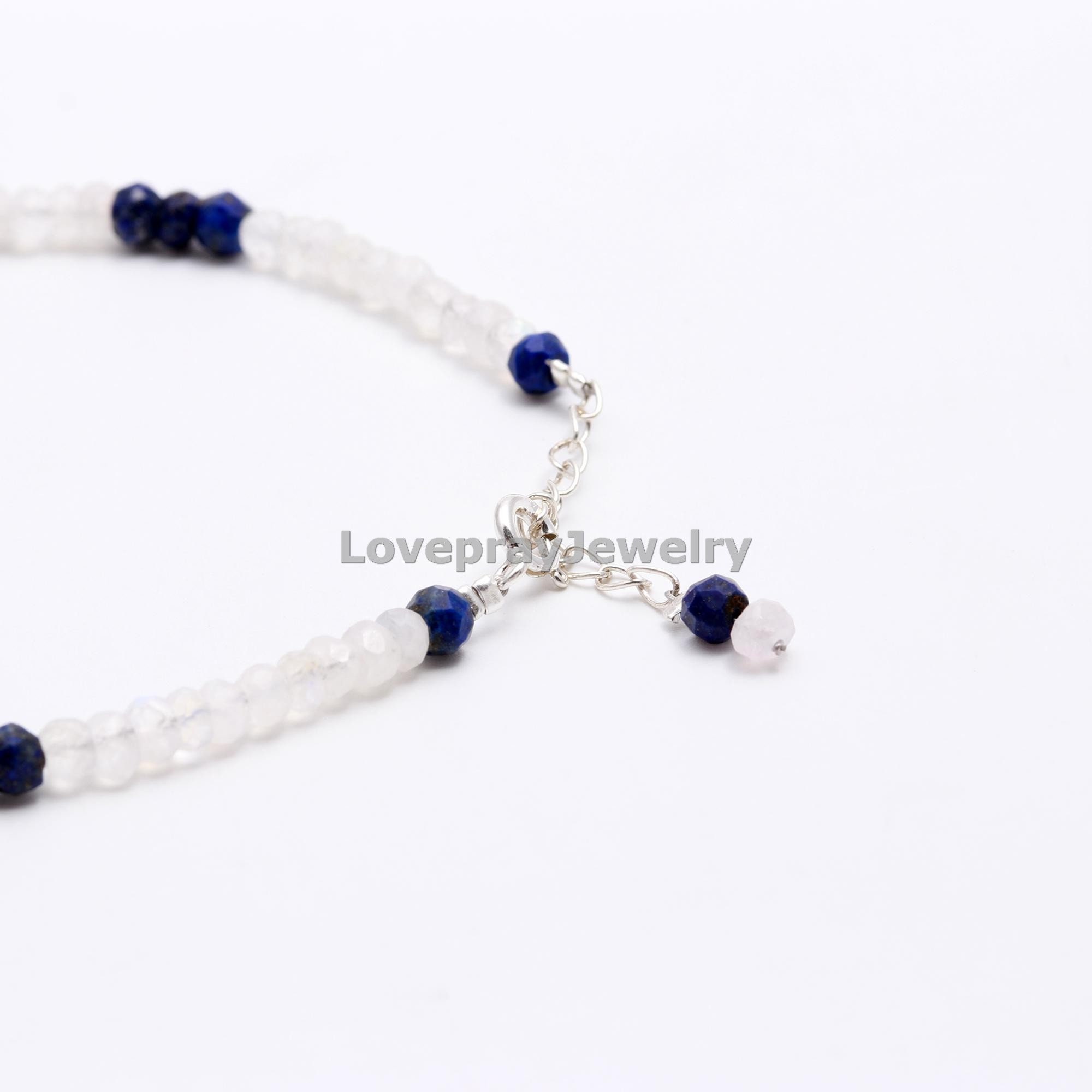 Bracelet Perles Cristal Lapis Lazuli Arc-en-ciel - Pierre Naturelle Véritable - Sans Métal
