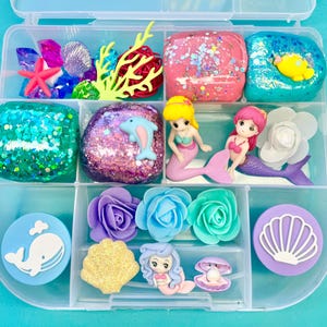 Kit de pâte à modeler sirène | Kit de jeu sensoriel sirène | Activité océanique | Jeu imaginatif | Cadeau sirène | 3 ans et plus