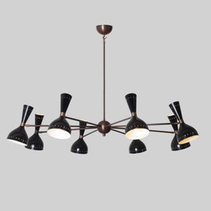 Eight Arm 16 Lights Stilnovo Style Brass Sputnik Chandelier Raw Brass Finish Light Fixture