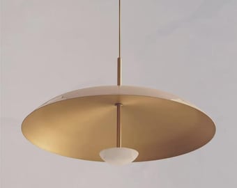 Nowoczesna lampa wisząca sufitowa, złota minimalistyczna lampa wisząca, luksusowe oświetlenie wnętrz, skandynawska lampa nad wyspę kuchenną