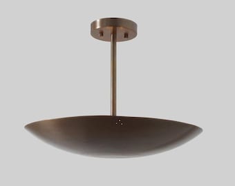 Moderne Messing Semi Flush Mount Deckenleuchte 18-Zoll-Schüssel-Lampenschirm Minimalist Deckenleuchte Mid Century Beleuchtung Schlafzimmer Küche Dekor