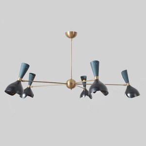 Stilnovo Style Five Arm 10 Lights Sputnik Chandelier Raw Brass Finish Light Fixture