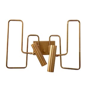 Mid Century Raw Brass Double Head Wall Sconce - Italian Style