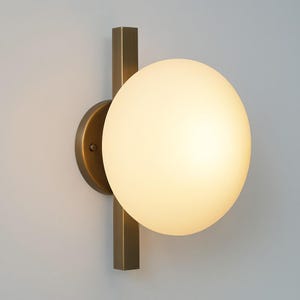 Brass Sputnik Wall Sconce: Globe Wall Mount Lamp with White Glass