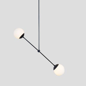 Brass Two-Globe Sputnik Chandelier: Mid-Century Modern Ceiling Light