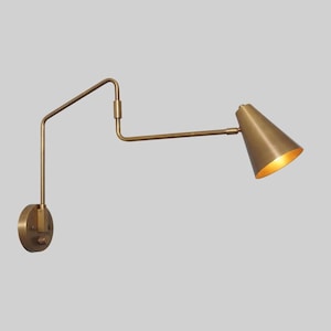 Mid Century Brass Articulated Sconce - Vanity Light - Bedroom Lighting