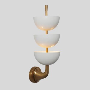 Mid Century Three Dome Shade Italian Style Raw Brass Finish - Wall Light Sconce Fixtures - Bedroom Lights - Vanity Lamps