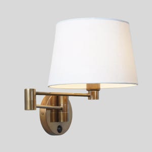 Mid Century Italian Style Single Light Linen Shade Raw Brass Finish - Wall Light Sconce Fixtures - Bedroom Lights - Vanity Lamps