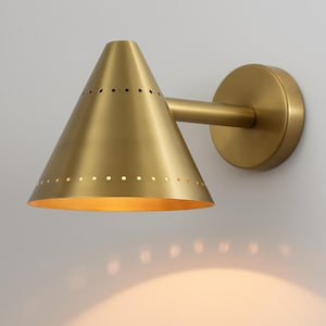 Mid Century Italian Brass Cone Wall Sconce - Vanity Lamp