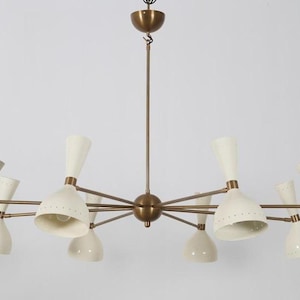 Stilnovo Style Sputnik Chandelier Eight Arm 16 Lights Raw Brass Finish Light Fixture