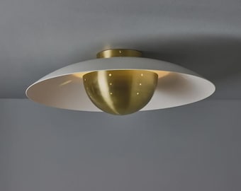 Modern Ceiling Light Brass Finish, Flush Mount Lighting Fixture, Minimalist Gold Lamp, Contemporary Ceiling Decor, Mid Century Style Light