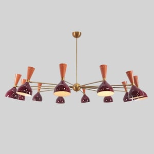 Large Brass Sputnik Chandelier: Stilnovo Style, 24 Lights