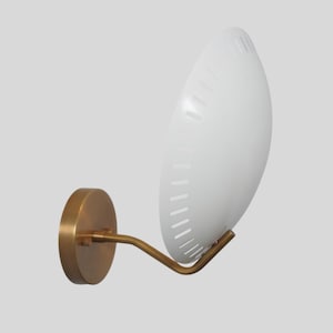 Single Light Disk Cover Shade Italian Style Mid Century Raw Brass Finish - Wall Light Sconce Fixtures - Bedroom Lights - Vanity Lamps