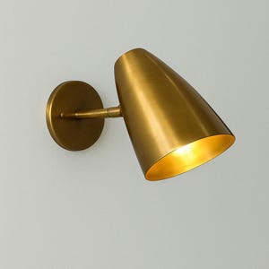 Mid Century Italian Brass Wall Sconce: Cylindrical Vanity Light