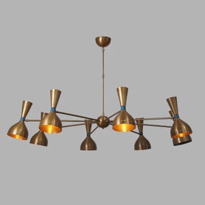Stilnovo Style Sputnik Chandelier: Raw Brass Finish, Sixteen Lights
