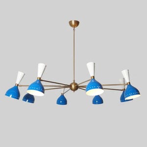 Eight Arm 16 Lights Sputnik Chandelier Stilnovo Style Raw Brass Finish Light Fixture