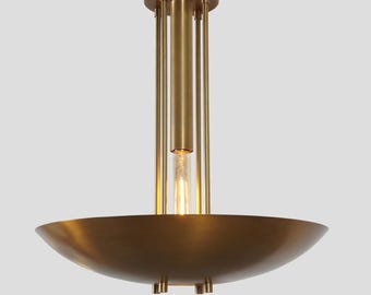 Moderne Deckenleuchte aus der Mitte des Jahrhunderts, Messing-Halbunterputzlampe, zeitgenössische Goldleuchte für Wohnzimmerdekor